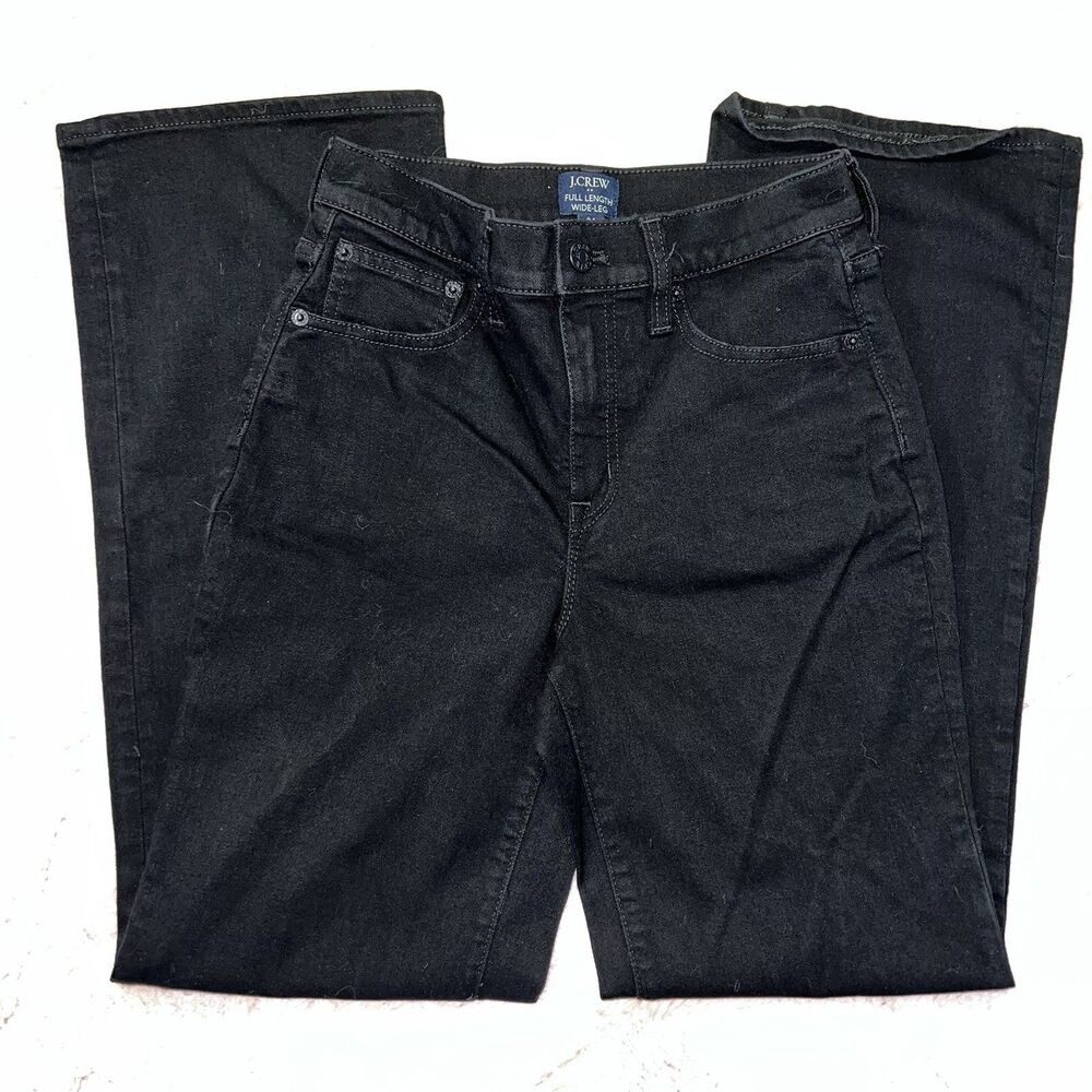 J. Crew black denim full length wide leg jeans women’s size 24 soft
